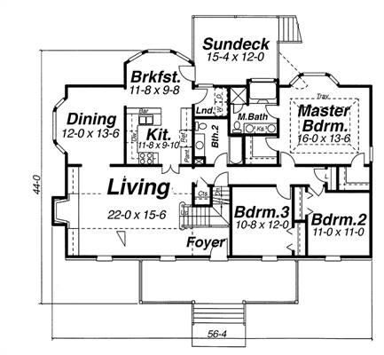 First Floor image of WOODROW II House Plan