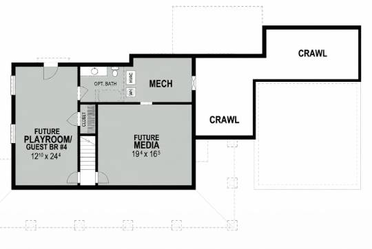 Lower Level Plan image of Countryfield II House Plan