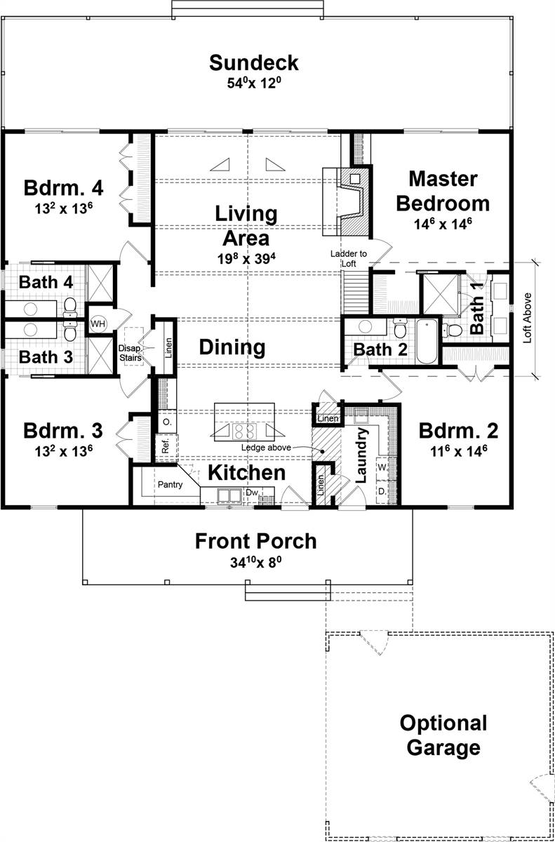 1st Floor image of Shadey Oak House Plan