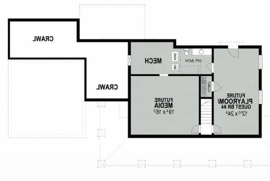 Lower Level Plan image of Countryfield II House Plan